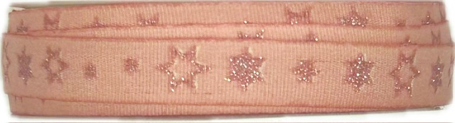 Vánoční stuha GLITTER STARS SOFT PINK růžová 10mm x 4m  (6,-Kč/m)