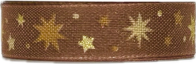 Stuha vánoční Chocolate Starry Night čokoládově hnědá 15mm x 2m (10,-Kč/m)