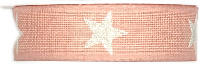 Vánoční stuha WHITE STARS PINK růžová 15mm x 2m (9,-Kč/m)