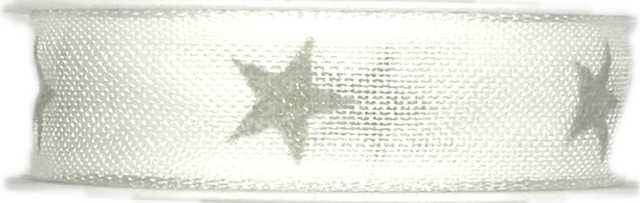 Vánoční stuha WHITE STARS SILVER stříbrná 15mm x 2m (9,-Kč/m)