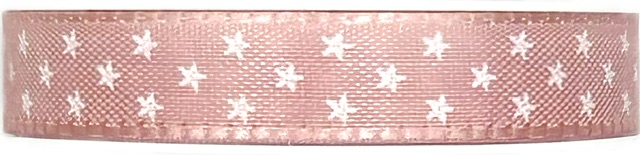 Vánoční stuha taftová MINI STARS OLD PINK starorůžová 10mm x 2m (6,-Kč/m)