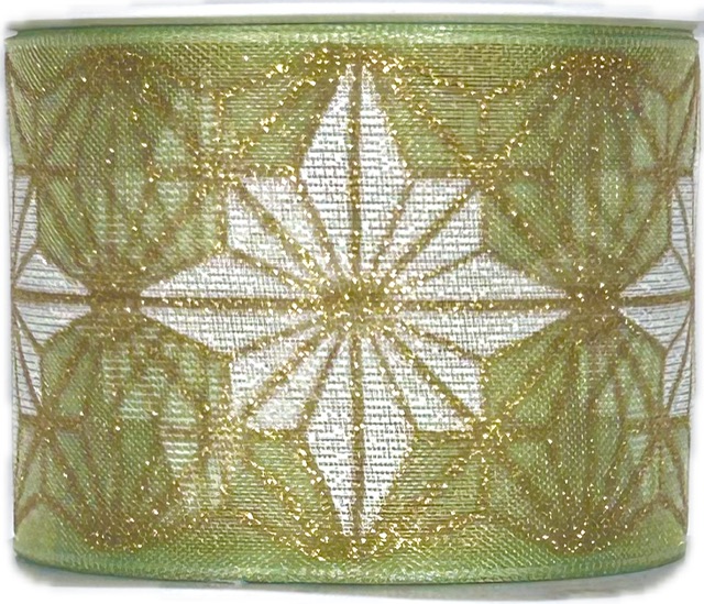 Vánoční stuha organzová Organdy Gala Premium – Olive Gold 40mm x 2m (16,- Kč/m)