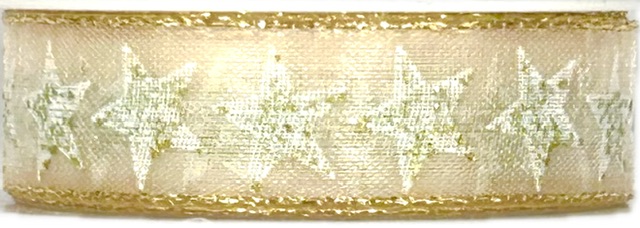 Vánoční stuha Golden Star Whisper průsvitná 15mm x 2m (9,-Kč/m)