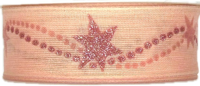 Stuha vánoční GALAXIE PINK růžová 25mm x 3m (9,-Kč/m)