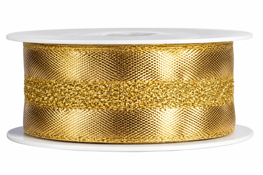 Stuha zlatá LONDON GOLD lurexová 25mm x 2m