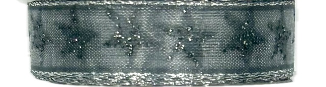 Stuha vánoční Midnight Star Whisper granitová 15mm x 2m (11,-Kč/m