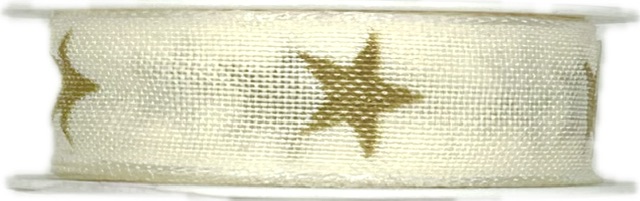 Stuha vánoční Twinkle Stars White krémová 15mm x 2m (10,-Kč/m)