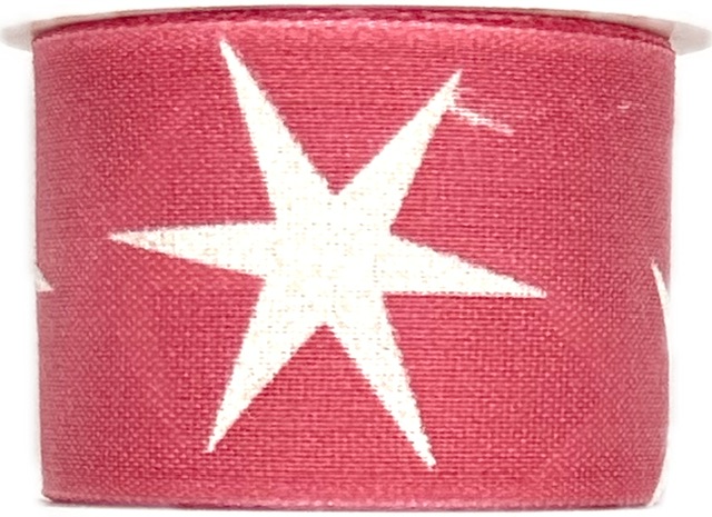 Stuha vánoční bavlněná SHOOTING STAR LIGHT RED čevená 40mm x 2m (14,-Kč/m)