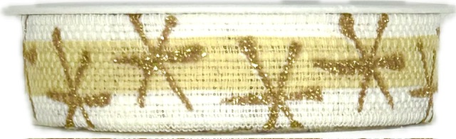 Vánoční stuha Golden Spark– Christmas Cotton Ribbon bílá 15mm x 2m (10,-Kč/m)