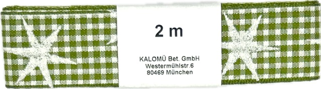 Stuha vánoční skládaná GREEN CHECK STARS zelená 25mm x 2m (9,-Kč/m)