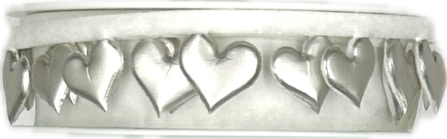 Stuha girlandová SILVER HEART GARLAND vysekávaná stříbrná 15mm x 1m