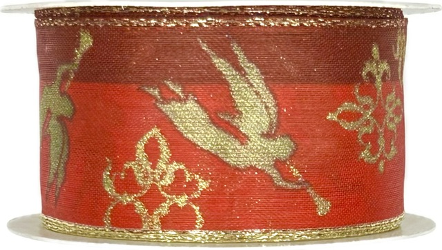 Vánoční stuha GOLDEN ANGEL CELEBRATION – PREMIUM červená 40mm x 2,5m (14,-Kč/m)