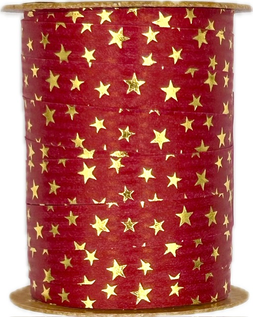 Stuha vánoční STARRY SHINE RED červená 10mm x 15m (1,60Kč/m)