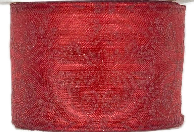 Stuha organzová BAROKO RED červená 40mm x 2m (13,-Kč/m) 