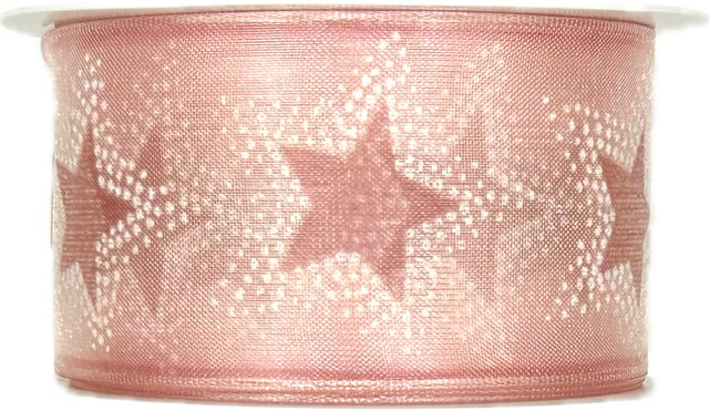 Vánoční stuha organzová ORGANDY STARDUST PINK růžová 40mm x 3m (12,-Kč/m) 