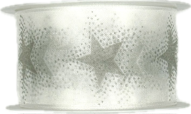 Vánoční stuha organzová ORGANDY STARDUST SILVER stříbrná 40mm x 3m (12,-Kč/m) 