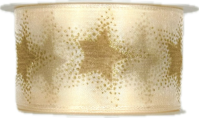 Vánoční stuha organzová ORGANDY STARDUST GOLD zlatá 40mm x 3m (12,-Kč/m) 