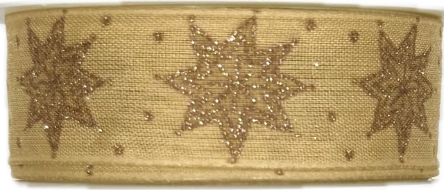 Stuha vánoční SKYSCRAPER BEIGE béžová 25mm x 2m (11,-Kč/m)