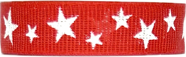 Vánoční stuha bavlněná STAR GLOW RED červená 15mm x 3,5m (6,- Kč/m)