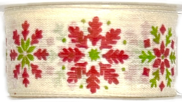 Stuha vánoční COTTON NORDIC SNOW krémová 25mm x 2m (12,-Kč/m)