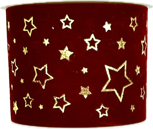 Stuha vánoční sametová VELUTTO STARS CARDINAL bordó 60mm x 2m (17,-Kč/m)