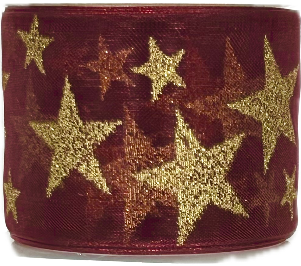Stuha vánoční GOLDEN GALAXY BORDEAUX bordó 40mm x 2m (13,-Kč/m)