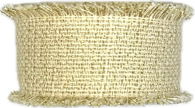 Stuha bavlněná RUSTIC GLOW CREAM krémová 40mm x 2m (20,-Kč/m)