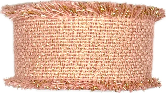 Stuha bavlněná RUSTIC GLOW PEACH růžová 40mm x 2m (20,-Kč/m)