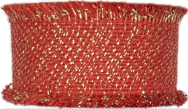 Stuha bavlněná RUSTIC GLOW SCARLET červená 40mm x 2m (20,-Kč/m)