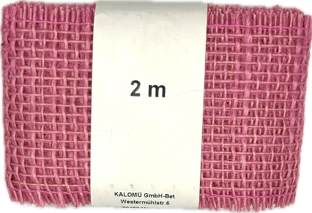 Stuha jutová JUTA ROSE DUST růžová 70mm x 2m (25,-Kč/m)