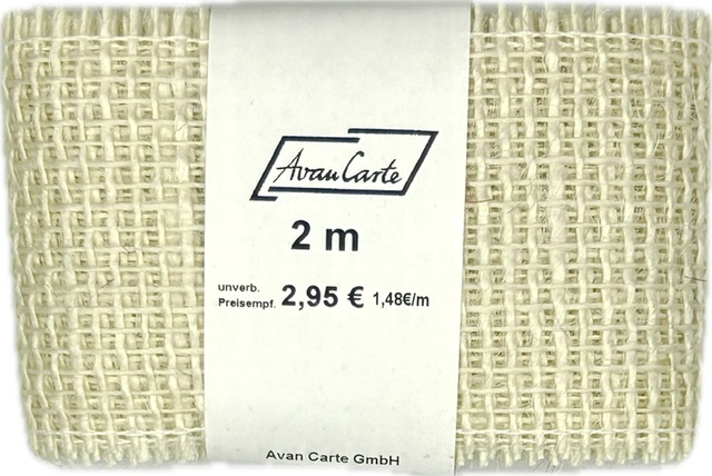 Stuha jutová JUTA LINEN CREAM krémová 70mm x 2m (25,-Kč/m)