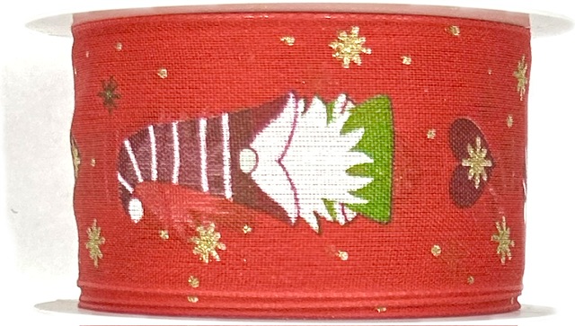 Stuha vánoční GNOME RED červená 40mm x 2m (13,-Kč/m)
