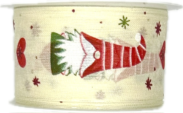 Stuha vánoční GNOME CREAM krémová 40mm x 2m (13,-Kč/m)
