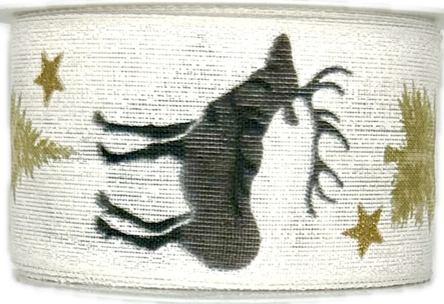 Stuha vánoční  Nordic Reindeer Elegance černo bílá 40mm x 2m (16,-Kč/m)