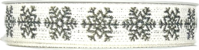 Stuha vánoční bavlněná Nordic Snowline bílá 15mm x 4m (6,-Kč/m)