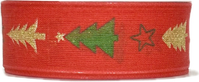 Stuha vánoční TWINTREE SPARKLE RED červená 25mm x 3m (10,-Kč/m)