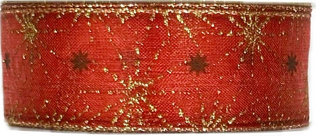 Stuha vánoční STARDUST RADIANCE RUBY RED červená 25mm x 3m (11.50,-Kč/m)
