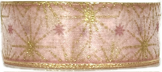 Stuha vánoční STARDUST RADIANCE ROSE GOLD růžová 25mm x 3m (11.50,-Kč/m)