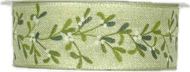 Stuha vánoční WINTER MISTLETOE zelená 25mm x 3m (9,-Kč/m)