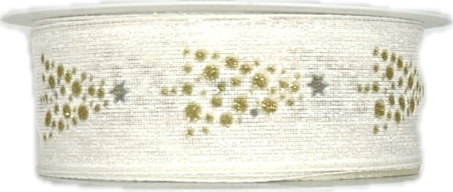 Stuha vánoční GLOW TREE WHITE bílá 25mm x 3m (10,-Kč/m)