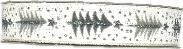 Stuha vánoční lněná SIMPLE FROSTED TREES WHITE bílá 15mm x 3m (10,-Kč/m)