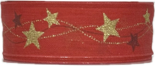 Stuha vánoční CELESTIAL GLOW RED červená 25mm x 2m (13,-Kč/m) 