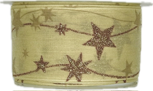 Stuha vánoční CELESTIAL GLOW NATURE béžová 40mm x 2m (15,-Kč/m) 