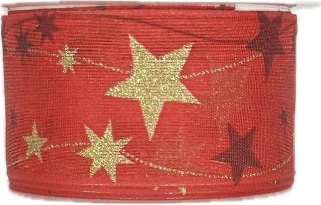 Stuha vánoční CELESTIAL GLOW RED červená 40mm x 2m (15,-Kč/m) 