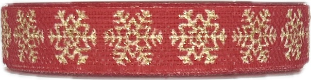 Stuha vánoční lněná WINTER LINEN FLAKE RED červená 15mm x 3m (8,-Kč/m)