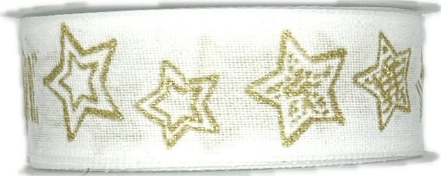 Stuha vánoční STARLIGHT CREAM GOLD krémová 25mm x 3m (9,-Kč/m)