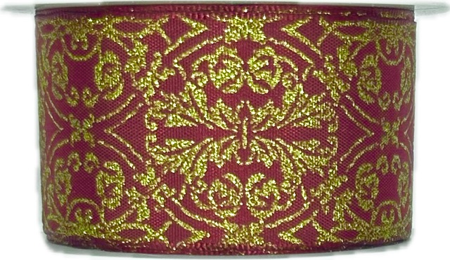 Stuha vánoční ROYAL BAROQUE BURGUNDY bordó 40mm x 2m (16,-Kč/m)