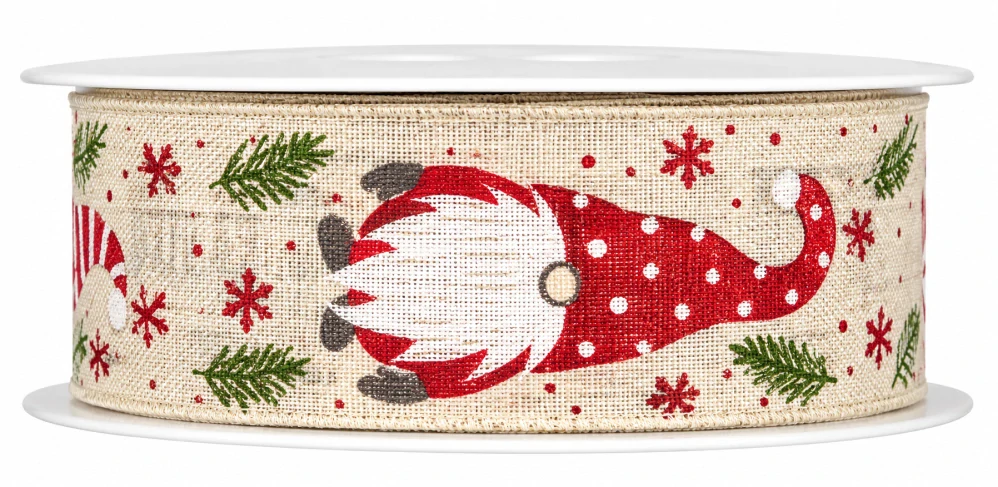 Stuha vánoční NORDIC GNOME CREAM krémová 25mm x 2m (12,-Kč/m)