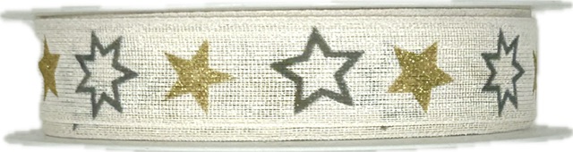 Stuha vánoční NOVA STARLINE WHITE bílá 15mm x 3m (8,-Kč/m)