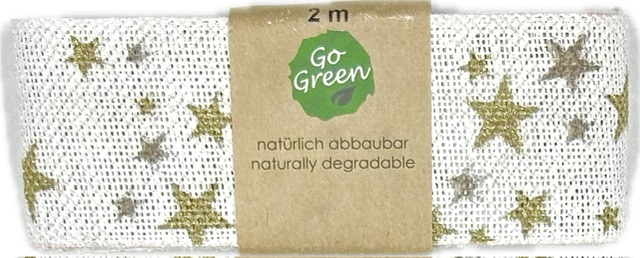 Stuha vánoční lněná WINTER HEAVEN WHITE bílá 40mm x 2m (15,-Kč/m)